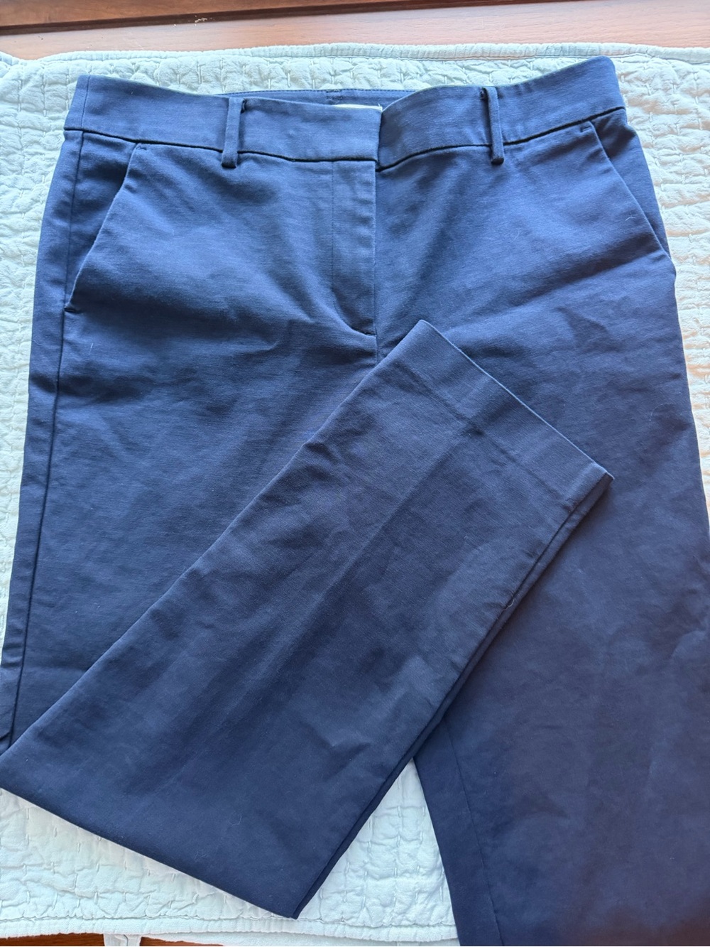 LOFT Riviera Slim Pants Navy Blue Tall Womens Flat Front Slim Leg Lined Size 8T